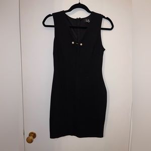 Black plunge bodycon dress with pearl detail